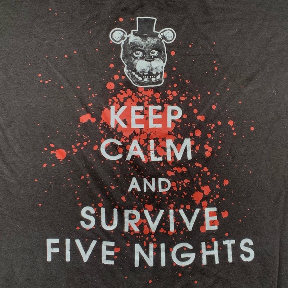 {FNAF} Five Nights at Freddy’s Keep Calm and Survive Five Nights Shirt • Size M - Picture 3 of 5